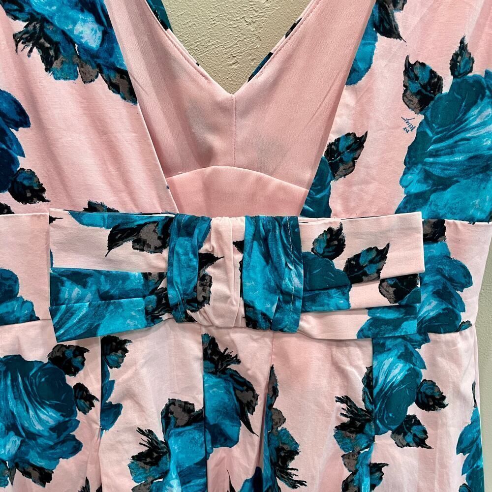 NWT Betsey Johnson Petal Blue Floral Pink Mini Dress - Size: 10 - Picture 8 of 13